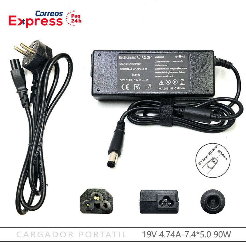 Adaptador Cargador HP 90W 19V 4,74A 7.4x5.0mm Adaptador Cargador HP 90W 19V 4,74A 7.4x5.0mm