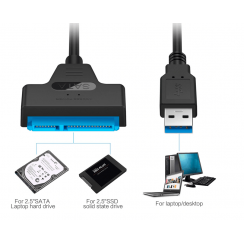 Cable USB SATA 3 adaptador a USB 3.0, compatible con disco duro externo HDD SSD de 2,5 pulgadas, Cable Sata III de 22 pines, Nue