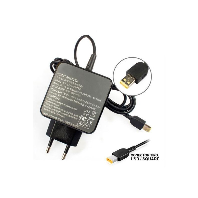 CARGADOR PARA TABLET LENOVO 12V 3A CONECTOR SQUARE CARGADOR PARA TABLET LENOVO 12V 3A CONECTOR SQUARE